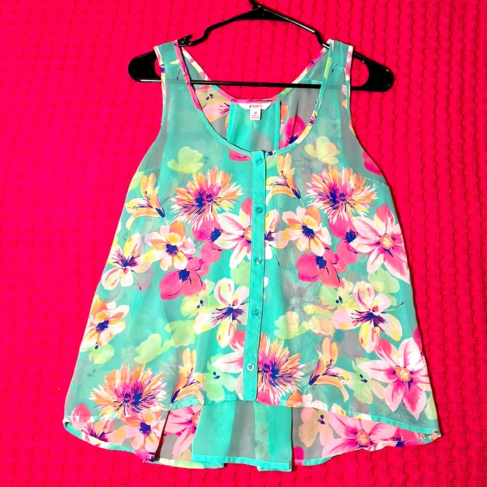 Sheer Flower Tank-Top